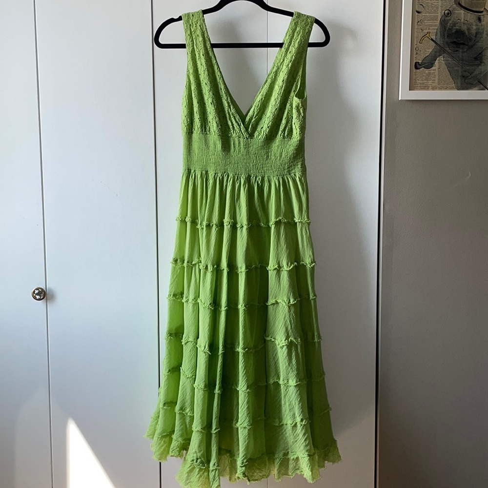 Long Lime Green Sundress by Ace Fashion Size Large